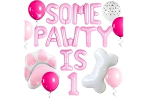LaVenty Pink Lets Pawty Balloons Pawty Birthday Decorations Dog First Birthday Dog Bone Paw Balloon Boy Puppy Balloons
