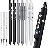 STAGEEK GX3 Black Gel Pens,6Pcs Quick Dry Smooth Writing Pen with 3 Refills | Black Ink Pens, 0.7mm Fine Point, Retractable, Office, School Supplies, Journaling &amp; Note Taking, for Nurses, Teachers