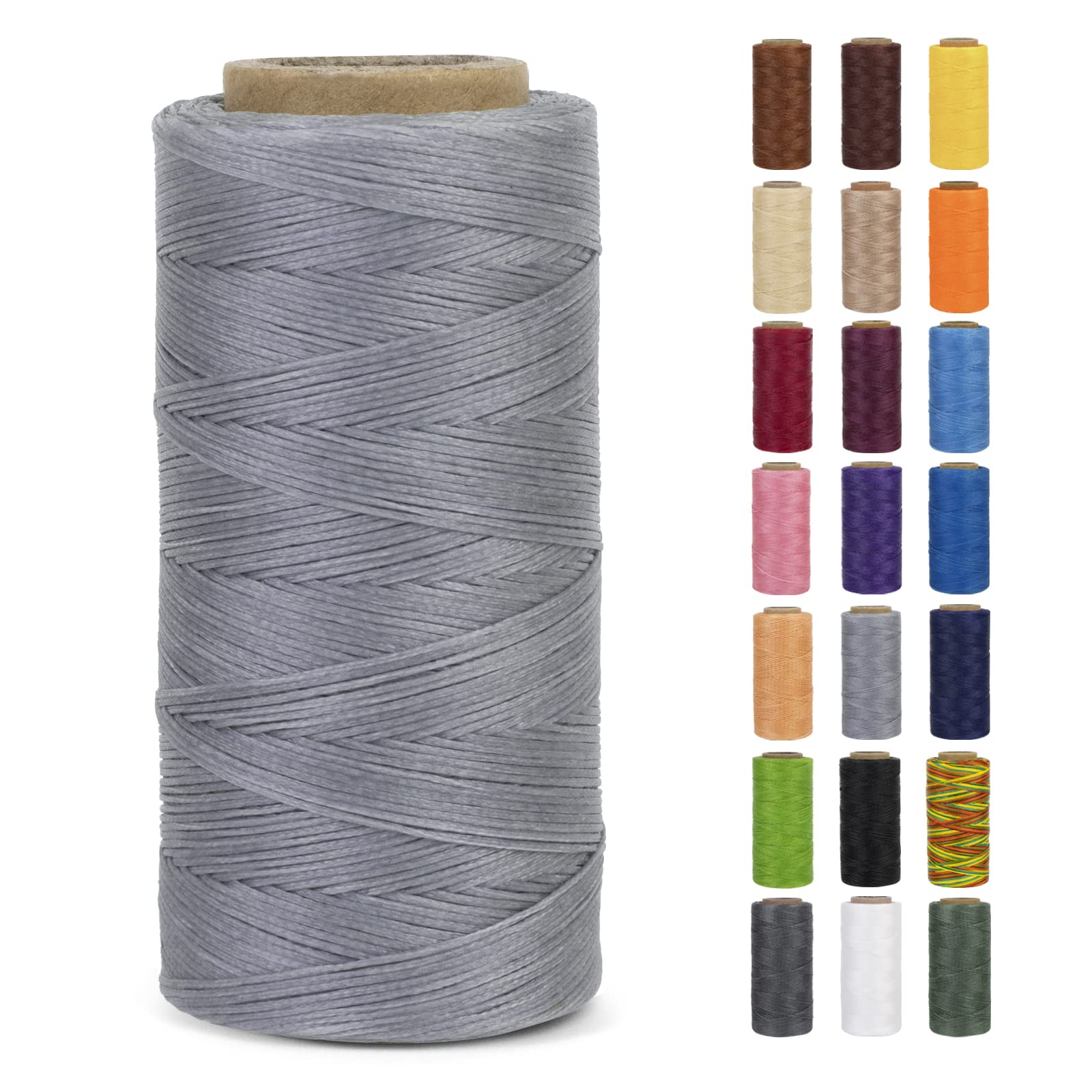 LEREATI Waxed Thread, 284 Yards 150D 0.8mm Leather Sewing Thread Flat Waxed Cord, Leather Repair Weave String for Leather Stitching Sewing, Bookbinding, Bracelets, DIY Crafts (Light Gray)