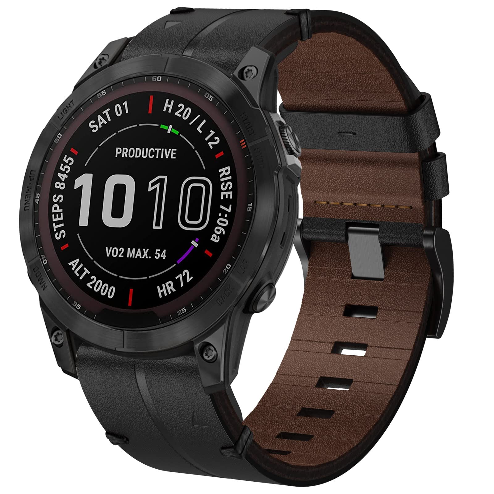 TOPsic Strap for Garmin Fenix 7, 22mm Genuine Leather Band QuickFit Replacement Strap for Garmin Fenix 7/FEnix 6/FEnix 6 Pro/FENix 5/FENix 5 Plus/Forerunner 935/945/Instinct 2/Approach S62/Quatix 6/5