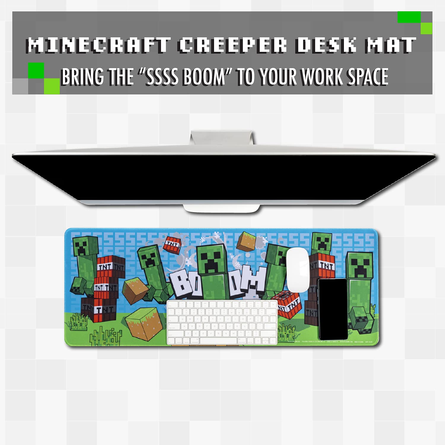 Paladone Minecraft Creeper Large Gaming Mouse Pad for Desk Keyboard Mousepad Non-Slip