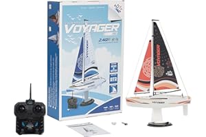 PLAYSTEAM Voyager 280 2.4GHz RC Motor Powered Sailboat in Red - 17.5" Tall