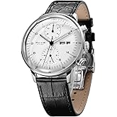 FEICE Men’s Watches Bauhaus Automatic Watch Stainless Steel Mechanical Watch Wristwatch Casual Dress Watches for Men with Leather Bands Date -FM121