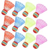 Milisten Colored Badminton Shuttlecocks, 12 Pack Big Foam Head Birdies | Lightweight Indoor Outdoor Training Shuttle Balls for Exercise Fun, Durable Nylon Skirt for Easy Hitting