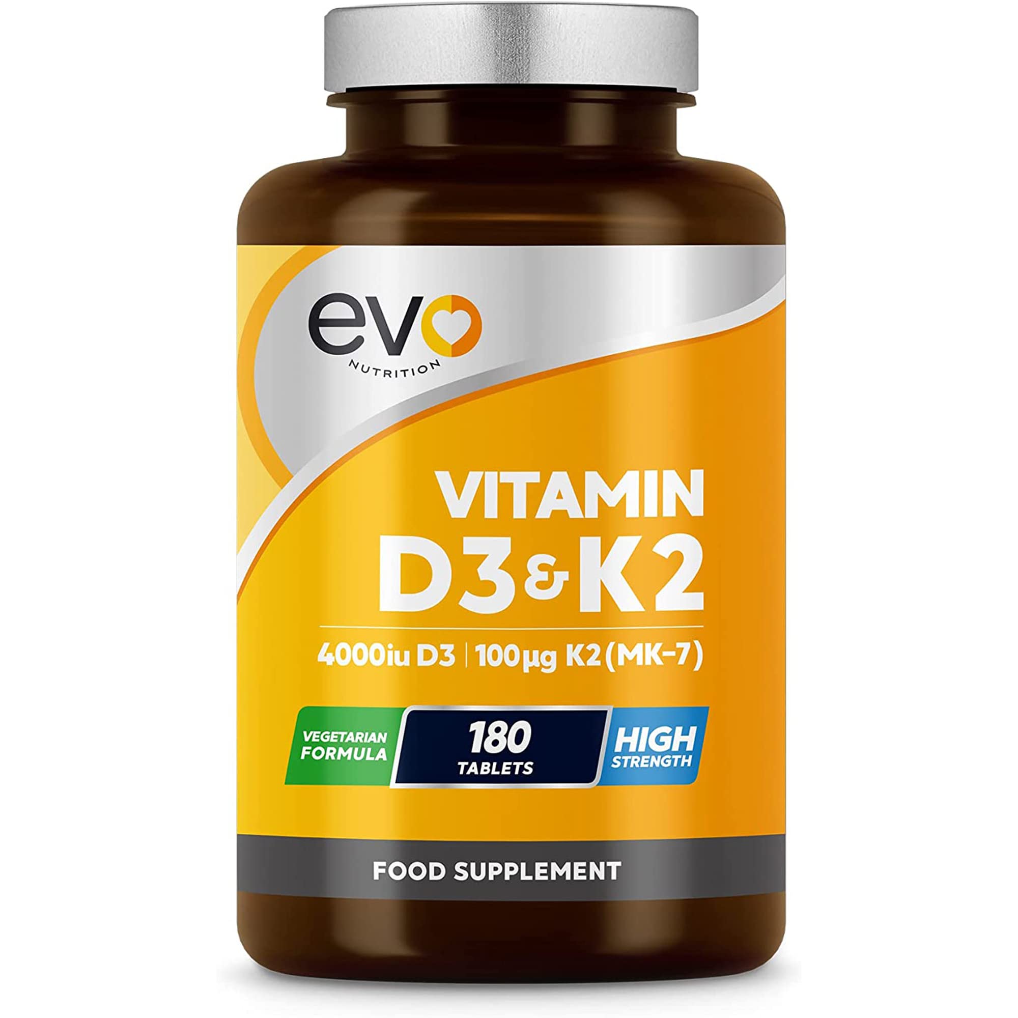 Vitamin D3 4000iu & Vitamin K2 100ug (MK7) |180 D K Vegetarian Tablets | 1-A-Day | 6 Month Supply | High Strength | Vitamin D K2 Supplement | Made in the UK | Cholecalciferol & Menaquinone