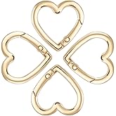 Zalava 4 PCS Heart Shaped Keychain Clip, Zinc Alloy Clip Carabiner, Light Champagne Gold