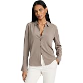 EXPRESS Women's Long Sleeve Lightweight Crepe Portofino Shirt | Smooth, Breathable Fabric Provides All-Day Comfort with an Effortless Drape for Work, Travel, &amp; Weekend Wear