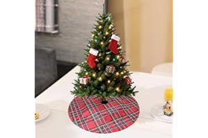 Royal Stewart Tartan Mini Christmas Tree Skirts – 15 Inch Red Plaid Tree Skirt, Classic Scottish Style Xmas Decoration for Sm
