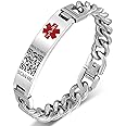 Theluckytag Upgraded Medical Bracelets Men Women with QR Code Medical Alert ID Bracelets - Titanium Steel Wristband Fits Wrists Up 8''-10'' - More Space Custom Emergency Medical ID Info