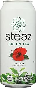 Steaz Organic Hibiscus Green Tea, 16 Fl Oz