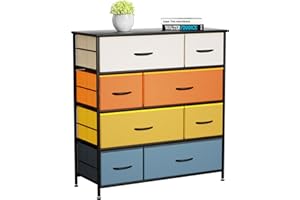 LLappuil 8 Drawers Dresser for Bedroom, Kids Dresser Leathaire Fabric Dresser Chest of Drawers, Tall Dresser Storage Drawer U