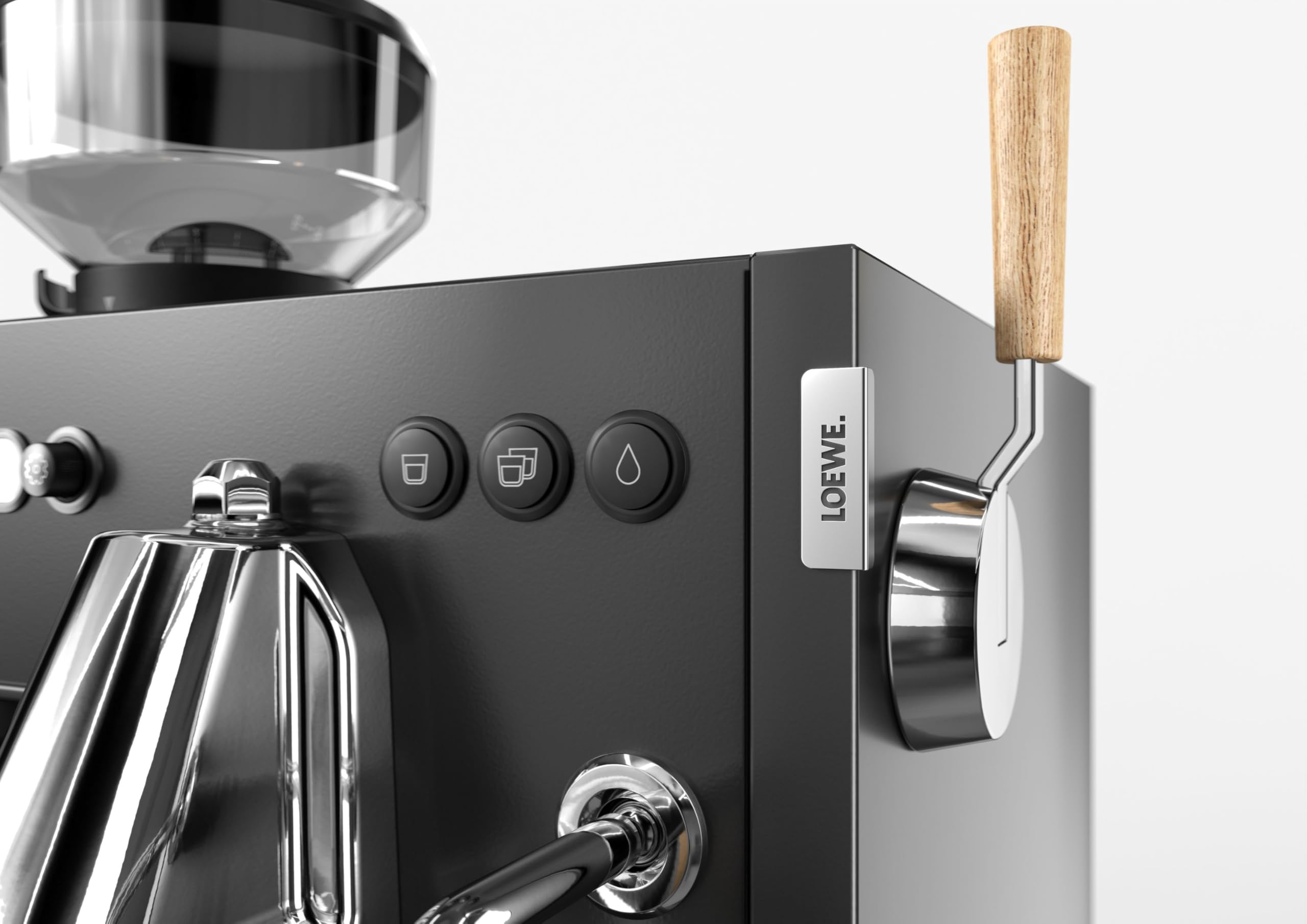 Loewe aura.pure, Espressomaschine, Siebträger mit Milchaufschäumer, mit Mahlwerk, 15-Bar-Extrakionsdruck 7