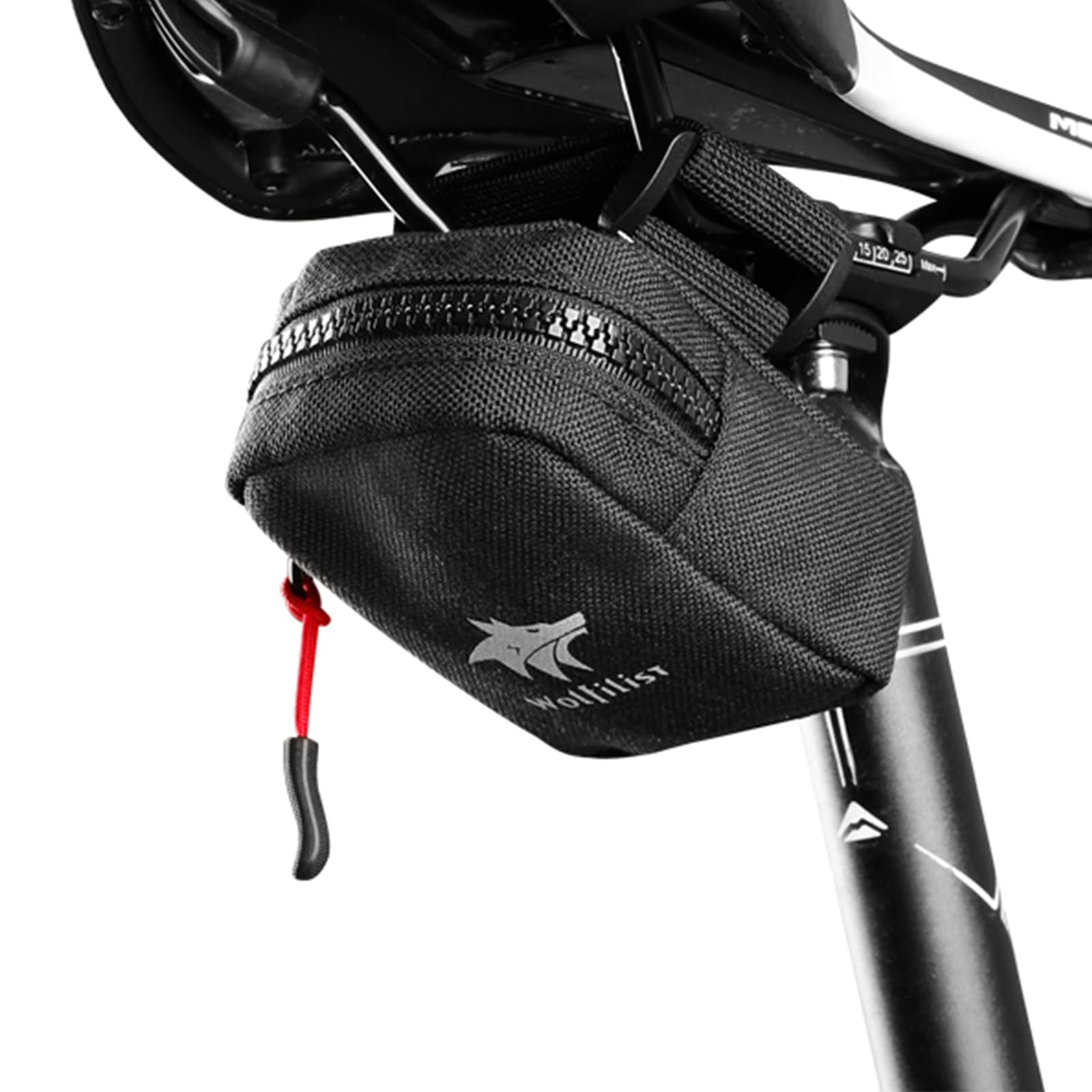 Photo 1 of WOLFILIST Compact Cycling Saddle Bag - Fits Under Bike Seat for easy storage - Road Bike & Bicycle Seat Bag - Tiny Durable & Water-resistant (Small)