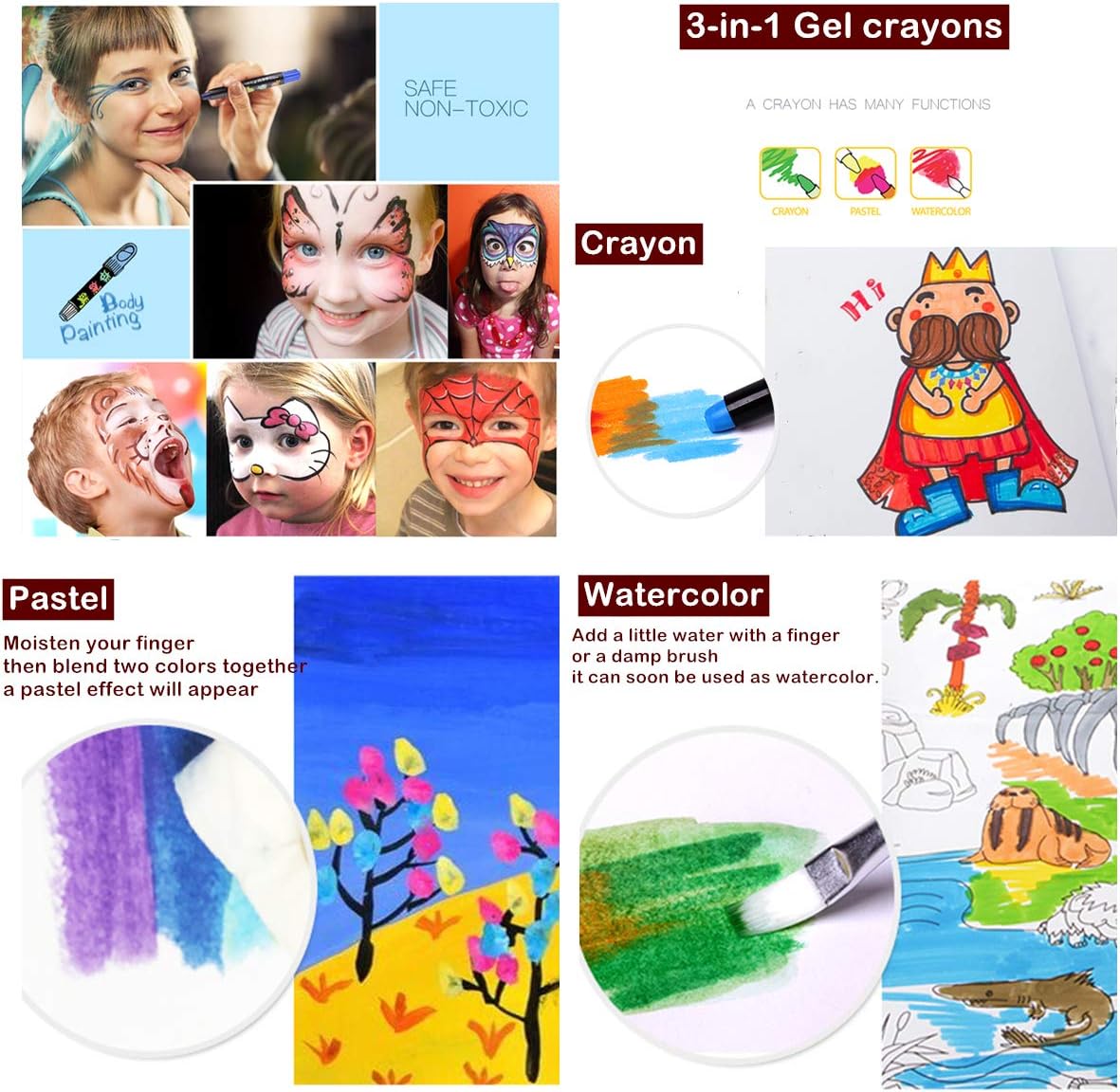 Kids Crayon Washable,Jumbo,Twistable Crayon for Toddler,Non Toxic,Gel Window Crayons for Children,Coloring Crayon for Toddler(36 colors): Office Products