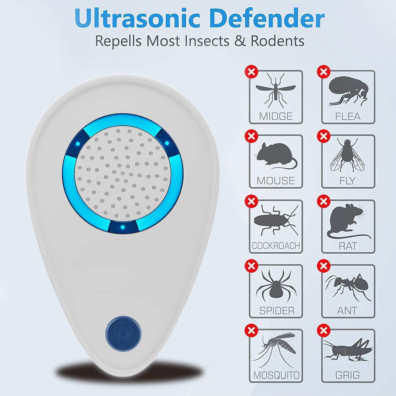 Ultrasonic Pest Repeller(4 Pack), 2021 Pest Control Ultrasonic Repellent, Electronic Repellant - Bug Repellent for Ant, Mosquito, Mice, Spider, Roach, Rat, Flea, Fly: Garden & Outdoor
