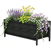 Zhongma Sturdy Raised Garden Bed with Inner Fabric Liners for Vegetables Flower, Planter Box for Backyard Patio Balcony. Inner Size: 33.85x14.17x11 inch
