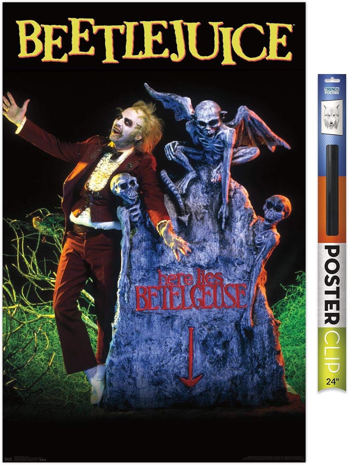 Amazon Com Trends International Beetlejuice Grave Wall Poster 22 375 X 34 Poster Clip Bundle Posters Prints