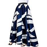 Sinono Women's Chiffon Stripe Maxi Skirt High Waist Mopping Floor Skirts