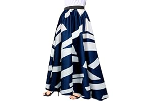 Afibi Women Chiffon Mopping Floor Length Big Hem Solid Beach High Waist Maxi Skirt