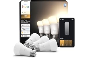 Philips Hue Smart LED A19 Bulb 4-Pack, Warm White Light 2700K, E26 Base, 9W, 810 Lumens, Dimmable, Works with Alexa, Google Assistant, and Apple Home
