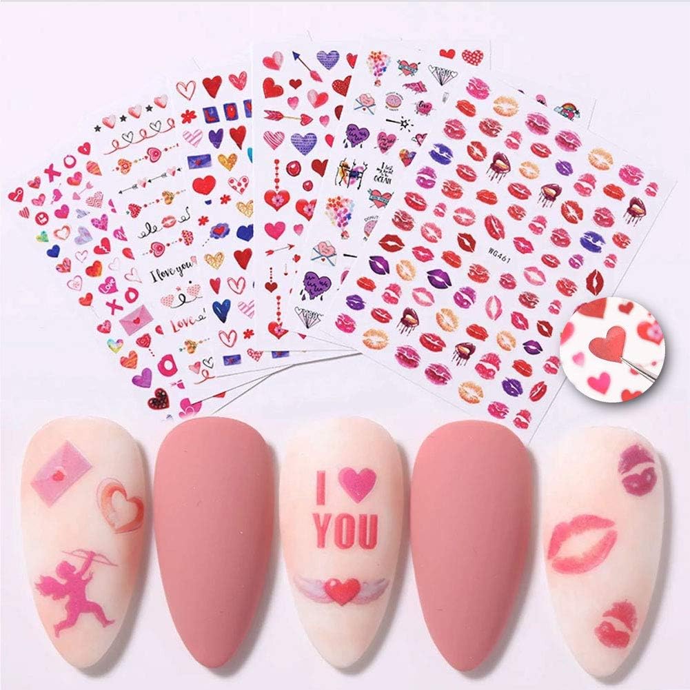 Valentines Day Nail Art Stickers Decals Valentines Day Nail Decorations 3D Self
