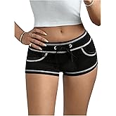 SHENHE Women's Y2K Booty Shorts Low Rise Drawstring Waist Binding Skinny Mini Micro Shorts Hot Pants