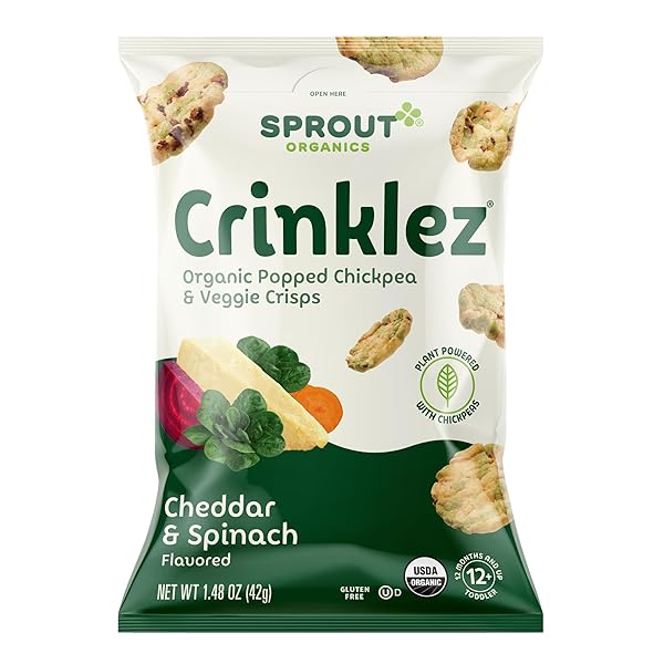 SPROUT ORGANIC CHEESY SPINACH CRINKLEZ, 1.5 OZ