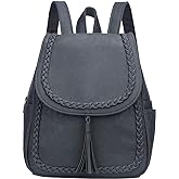 KKXIU Fashion Small Synthetic Leather Backpack Purse For Women and Ladies with Tassel (Grey)