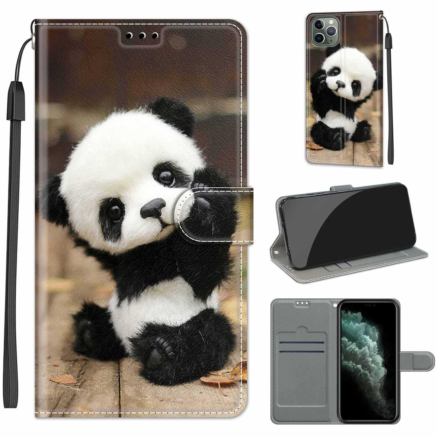for iPhone 11 Pro 5.8" Case, PU Leather Wallet Book Flip Folio Stand View Cover Pouch Compatible with iPhone 11 Pro Phone Case (Panda)