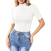 MANGOPOP Women's Mock Turtle Neck Slim Fit 3/4 Sleeve T-Shirt