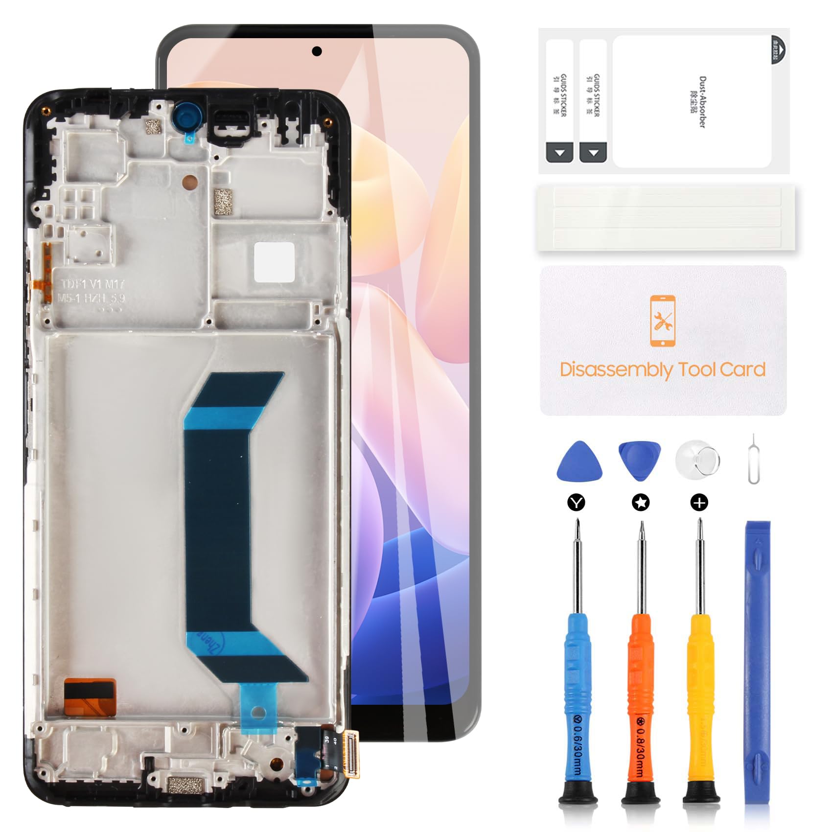 LADYSON LCD Screen For Xiaomi Poco X5 /Poco X5 5G 22111317PG, 22111317PI 6.67" LCD Display Touch Screen Digitizer Assembly Replacement Kit with Tools(Black with Frame)