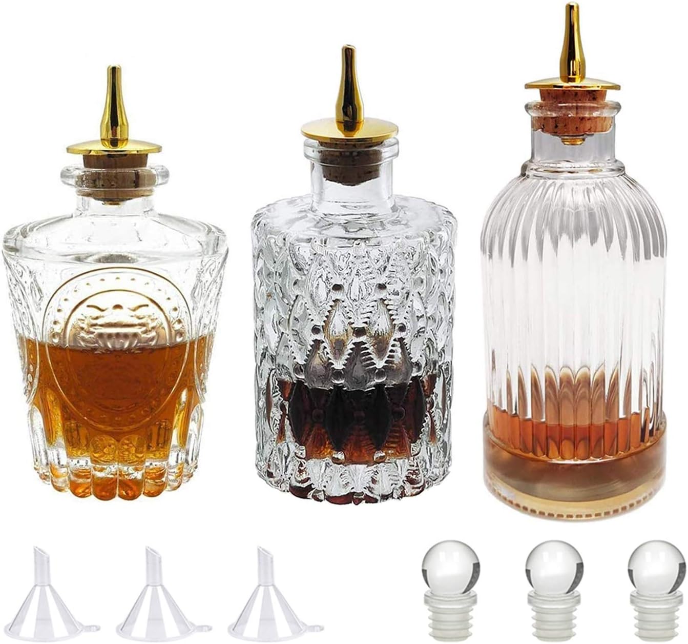 Bitters Bottle Set Glass Vintage Bottle