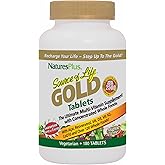 NaturesPlus Source of Life GOLD Multivitamin - 180 Tablets - Blood Support, Bone Support, Healthy Immune System - Includes Vitamins D3, B12, K2 & Over 120 Whole Food Nutrients - 60 Servings