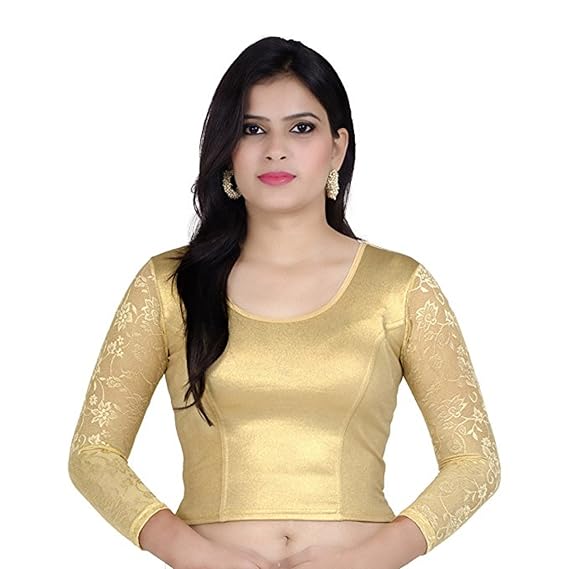 cotton bustier Saree Blouse (118gold_xxl_ Gold_ Free Size)