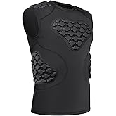 Dialudon Men Football Padded Shirt Rib Chest Shoulder 5-Pads Protectors Gear for Baseball Basketball