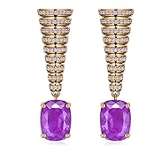 S925 Sterling Silver posts Sapphire Blue Red Crystal Earrings for Women Vintage Rhinestone Dangle Drop Earrings Cubic Zirconia 14K Gold Plated Earrings Fashion Jewelry for women