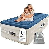 VOSSER Twin Air Mattress with Built in Pump,18'' Raised Blow Up Bed,XL-Long | Patented I Beam Blow Up Mattress,40%Thicker PVC, Water/LeakProof,Flocked,2Min Inflate,NonSlip Silent,10Yr Support,Home Guests