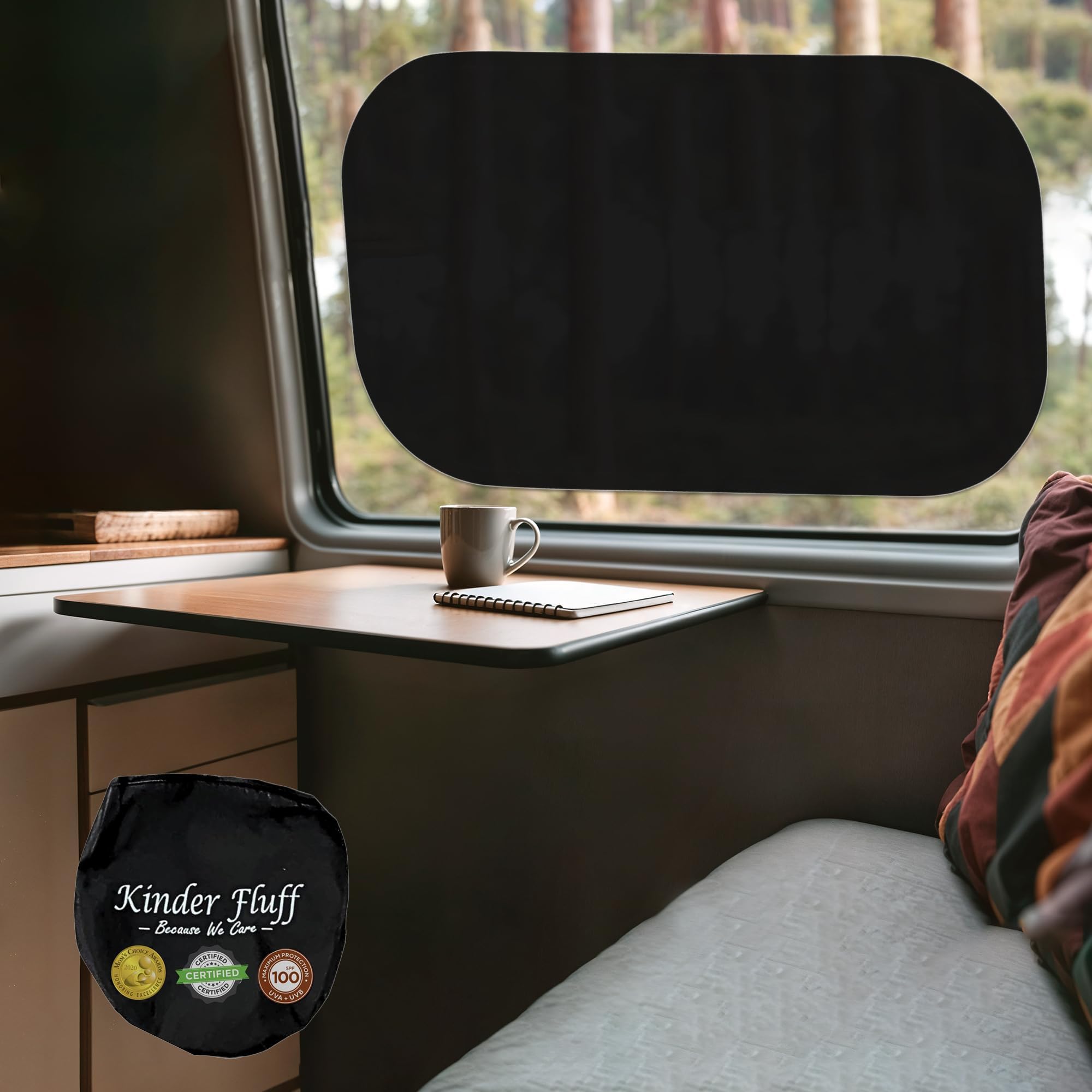 kinder Fluff Car Window Shade (4Pack)-The Only Certified Cockpit & Window Sun Shade for Baby & Pilots Proven to Block 99.95% UVR -Mom's Choice Gold Award- Aircraft & Car Seat Sun Protection - (XL)