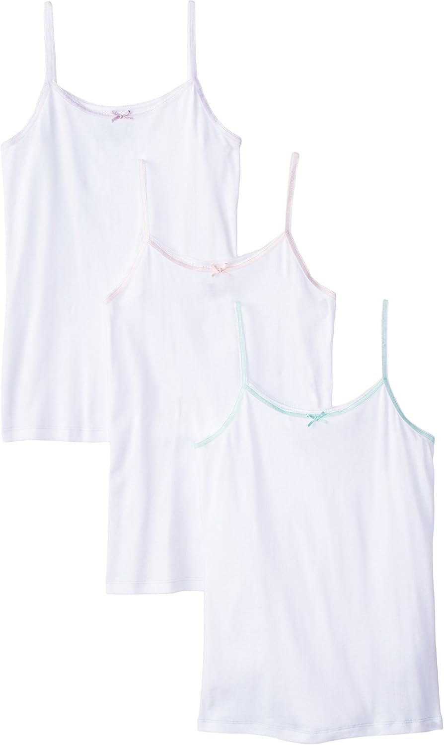 Trimfit Girls 3-Pack White Camisole Undershirt 100% Combed Cotton: Clothing