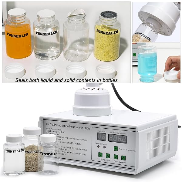 FUNSEALER INDUCTION HEAT SEALER, BOTTLE CAP SEALING MACHINE FOR PLASTIC GLASS BOTTLE CAP 110V