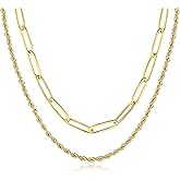 Rhinelife - Gold Silver Chain Necklace for Women - 18K Gold PVD Plated Adjustable Layered Chains, Hypoallergenic Modern Necklaces Gift for Her