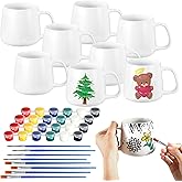 Tticai 4 Sets Paintable Paint Your Own Mug Kits - DIY Coffee Mug Painting Kit for Adults Includes Blank Ceramic Mugs, Painting Supplies - Paints, Brushes