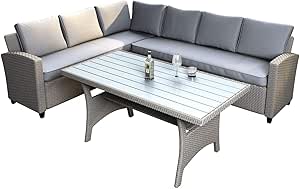 JUNJIAGAO - Juego de Muebles seccionales de ratán sintético para Patio