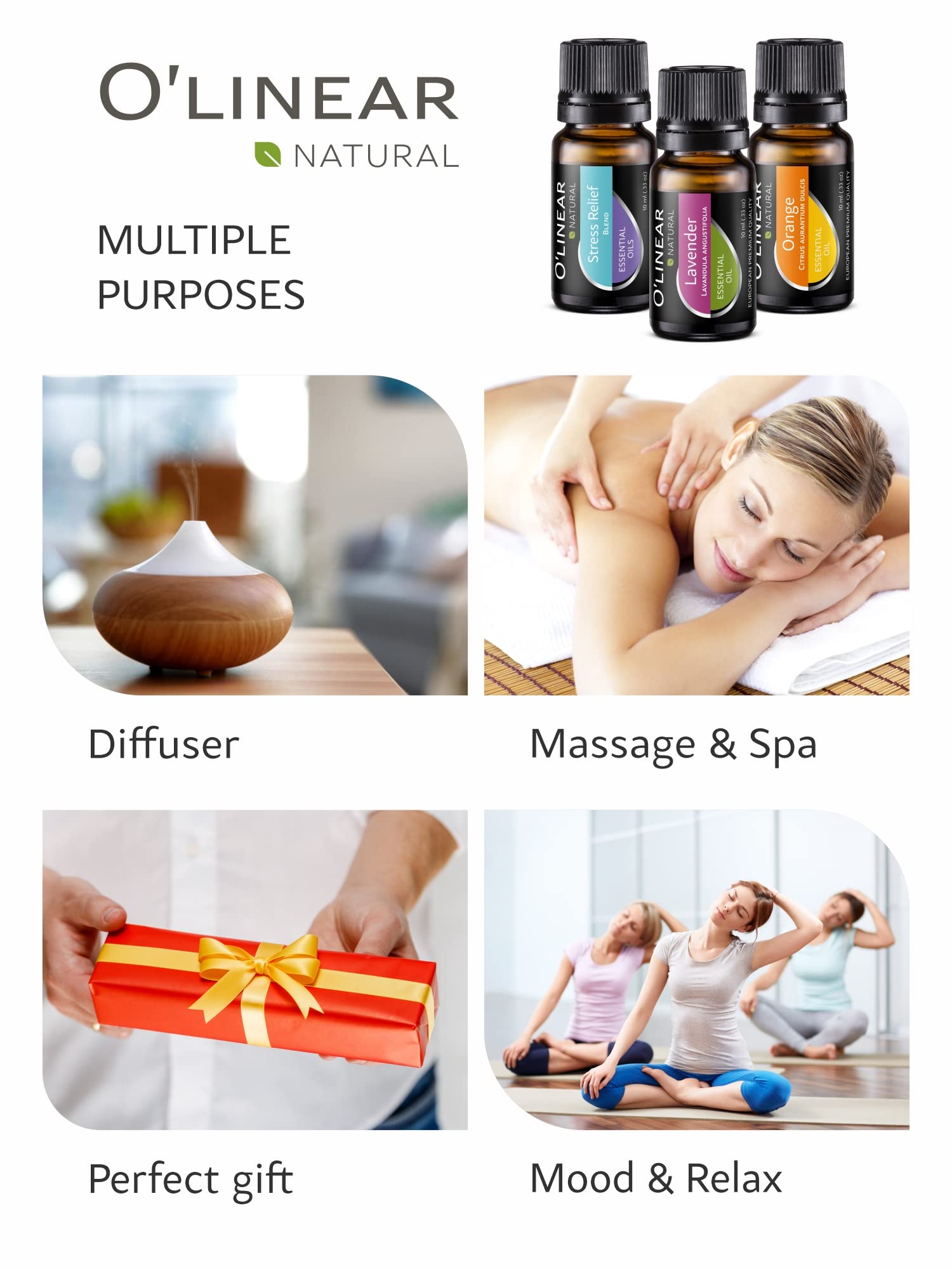 Essential Oils Set - 4 Oils & 2 Blends, Top 6 Essential Oils for Diffusers for Home, Stress Relief, Serenity Sleep Oil Blend Aromatherapy, Peppermint, Orange, Lavender, Eucalyptus Essential Oils - Image 5