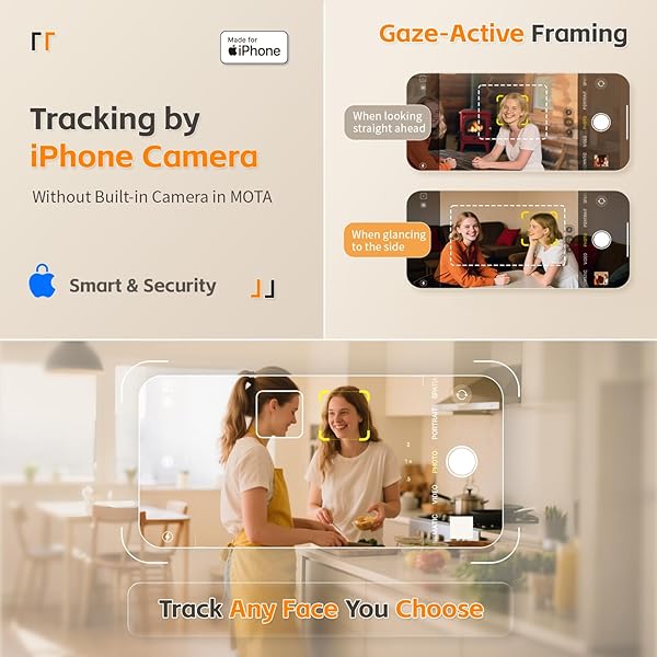COMITOK MAGNETIC AUTO FACE TRACKING STAND MOTA TRIPOD WITH REMOTE CONTROLLER FOR IPHONE FOLLOWS YOUR MOVEMENT HANDS-FREE VIDEO RECORDING WITH 360 DEGREE HOLDER FOR CONFERENCE, FACETIME, FITTNESS-WHITE