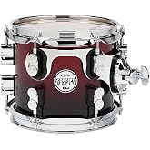 Pacific Drums PDCM0708STRB 7 x 8 Inches Tom with Chrome Hardware - Red to Black Fade