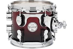Pacific Drums PDCM0708STRB 7 x 8 Inches Tom with Chrome Hardware - Red to Black Fade