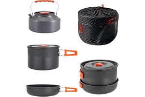 aiGear Camping Cooking Set Cookware Mess Kit with Storage Bag Pot Pan and Teapot Set Camping Accessories for Outdoor Camping 