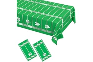 WNINK 2 Pack Football Tablecloths, Football Themed Disposable Plastic Table Cover for Birthday, Sports Party Games Decorations 54 X 108 Inch
