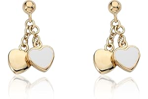 Little Miss Twin Stars Kids Earring - 14k Gold-Plated Double Dangle Earring - Surgical Steel Post For Sensitive Ears